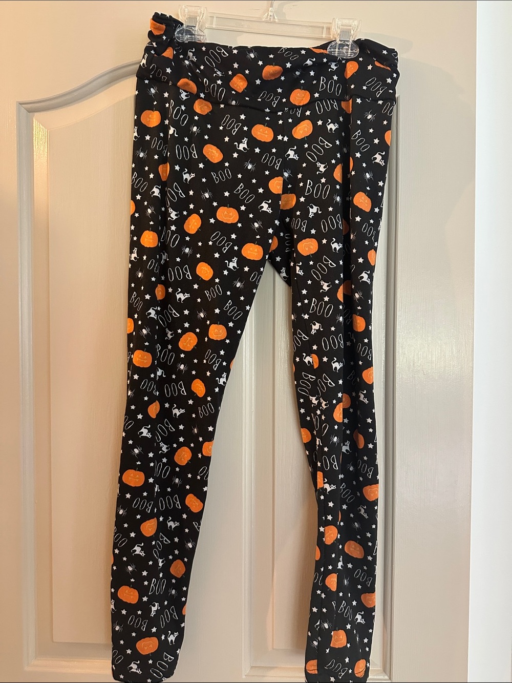 French Laundry Black Halloween Pumpkin Leggings with Orange & White Accents